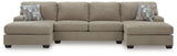 Newellen 3-Piece Sectional with Double Chaise