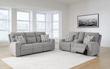 Biscoe Performance Fabric Dual Power Reclining Sofa and Loveseat