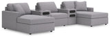 Solstice 5-Piece Double Storage Chaise Sectional with Audio Consoles