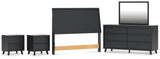 Danziar Panel Headboard, Dresser, Mirror and 2 Nightstands