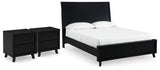 Danziar Panel Platform Bed and 2 Nightstands
