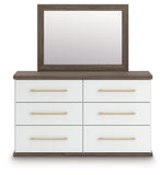 Kendanport Upholstered Platform Bed, Dresser and Mirror