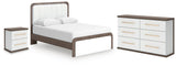 Kendanport Upholstered Bed, Dresser and Nightstand