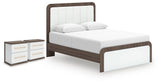 Kendanport Upholstered Bed and 2 Nightstands