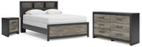 Broachmyn Bookcase Panel Bed, Dresser and Nightstand