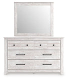 Makidern Panel Bed with Storage, Dresser and Mirror