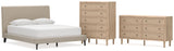 Cielden Upholstered Bed with Roll Slats, Dresser and Chest