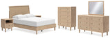 Cielden Panel Bed with Mirrored Dresser, Chest and 2 Nightstands
