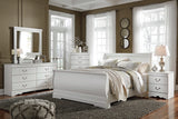 Anarasia Sleigh Bed with Mirrored Dresser, Chest and Nightstand