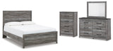 Bronyan Panel Bed with Mirrored Dresser and Chest