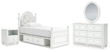 Kozlani Upholstered Panel Storage Bed, Dresser, Mirror and Nightstand