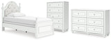 Kozlani Upholstered Panel Bed, Dresser and Chest
