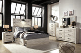 Cambeck Panel Bed with 4 Storage Drawers with Mirrored Dresser, Chest and 2 Nightstands