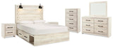 Cambeck Panel Bed with Storage, Dresser, Mirror and 2 Nightstands