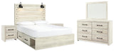 Cambeck Panel Bed with Storage, Dresser, Mirror and 2 Nightstands