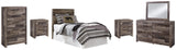 Derekson Panel Headboard with Mirrored Dresser, Chest and 2 Nightstands