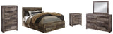 Derekson Panel Bed with 4 Storage Drawers with Mirrored Dresser, Chest and Nightstand