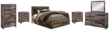 Derekson Panel Bed with 4 Storage Drawers with Mirrored Dresser, Chest and 2 Nightstands