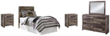 Derekson Panel Headboard with Mirrored Dresser and 2 Nightstands