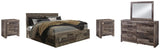 Derekson Panel Bed with 6 Storage Drawers with Mirrored Dresser and 2 Nightstands