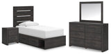 Hollivern Panel Bed with Storage, Dresser, Mirror and Nightstand
