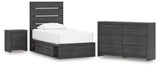 Hollivern Panel Bed with Storage, Dresser and Nightstand