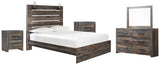 Drystan Panel Bed, Dresser, Mirror and 2 Nightstands