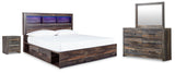 Drystan Panel Storage Bed, Dresser, Mirror and Nightstand