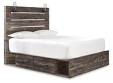 Drystan Panel Bed with 2 Storage Drawers with Mirrored Dresser and 2 Nightstands