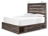 Drystan Panel Bed with 4 Storage Drawers with Mirrored Dresser