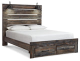 Drystan Panel Bed with 2 Storage Drawers with Mirrored Dresser and 2 Nightstands