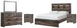Drystan Bookcase Bed, Dresser, Mirror and 2 Nightstands