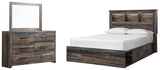 Drystan Bookcase Bed with 2 Storage Drawers with Mirrored Dresser