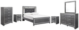 Lodanna Panel Bed with Mirrored Dresser, Chest and 2 Nightstands