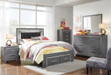 Lodanna Panel Bed with 2 Storage Drawers with Mirrored Dresser, Chest and 2 Nightstands