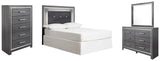 Lodanna Upholstered Panel Headboard with Mirrored Dresser