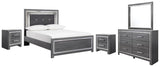 Lodanna Panel Bed with Mirrored Dresser and 2 Nightstands