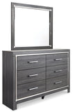 Lodanna Upholstered Panel Headboard with Mirrored Dresser and 2 Nightstands