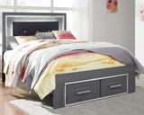 Lodanna Panel Bed with 2 Storage Drawers with Mirrored Dresser and Chest