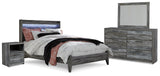 Seagrant Panel Bed with Mirrored Dresser and Nightstand
