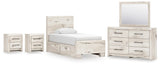Lawroy Panel Bed with Storage, Dresser, Mirror and 2 Nightstands