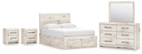 Lawroy Panel Storage Bed, Dresser, Mirror and 2 Nightstands