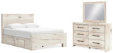 Lawroy Panel Bed with Storage, Dresser and Mirror