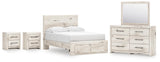 Lawroy Panel Storage Bed, Dresser, Mirror and 2 Nightstands