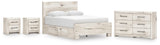 Lawroy Panel Bed with Storage, Dresser and 2 Nightstands
