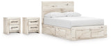 Lawroy Panel Storage Bed and 2 Nightstands