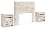 Lawroy Panel Headboard and 2 Nightstands