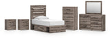 Graystorm Panel Bed with Storage, Dresser, Mirror, Chest and 2 Nightstands