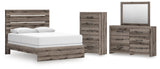 Graystorm Panel Bed, Dresser, Mirror and Chest