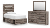 Graystorm Panel Storage Bed, Dresser and Mirror